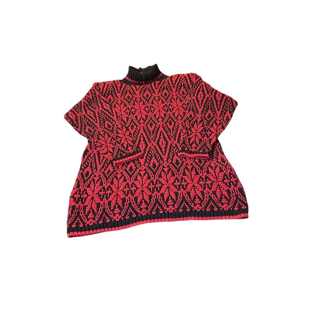 Vintage Delia Mckain Nordic Cotton Turtleneck Sweater Size M Padded Shoulders